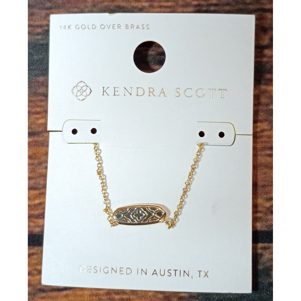 Kendra Scott Reversible Filigree Oval Pendant Necklace 14k Gold Over Brass NEW